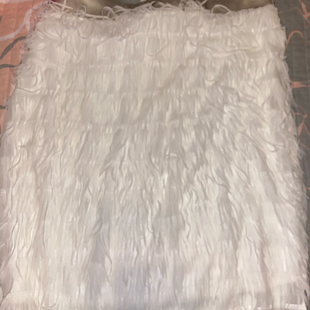 New york and company white fringe skirt
